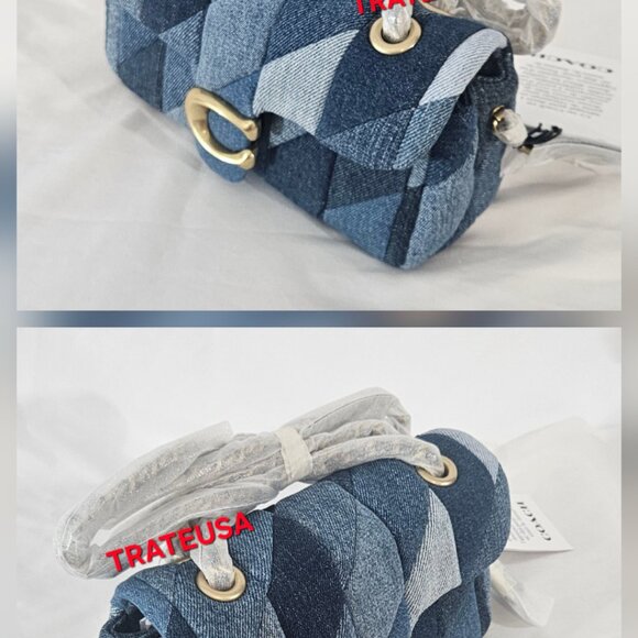 Coach Tabby Shoulder Bag 20 With Patchwork Quilting Denim CAM93 $495 NWT Packed - Picture 4 of 16